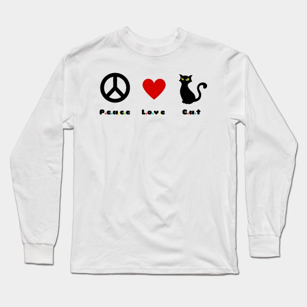 peace,love,cat Long Sleeve T-Shirt by Serotonin